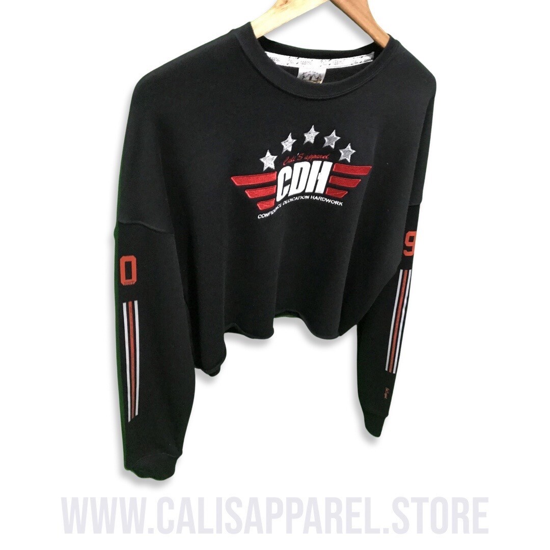 ​Cali's apparel 5 Star CDH BlackRed/White Cropped Top Hoodie
