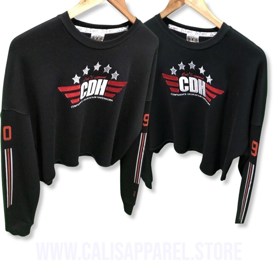 ​Cali's apparel 5 Star CDH BlackRed/White Cropped Top Hoodie