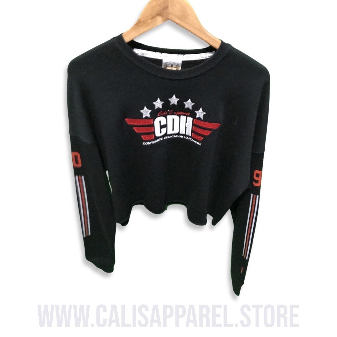 ​Cali's apparel 5 Star CDH BlackRed/White Cropped Top Hoodie