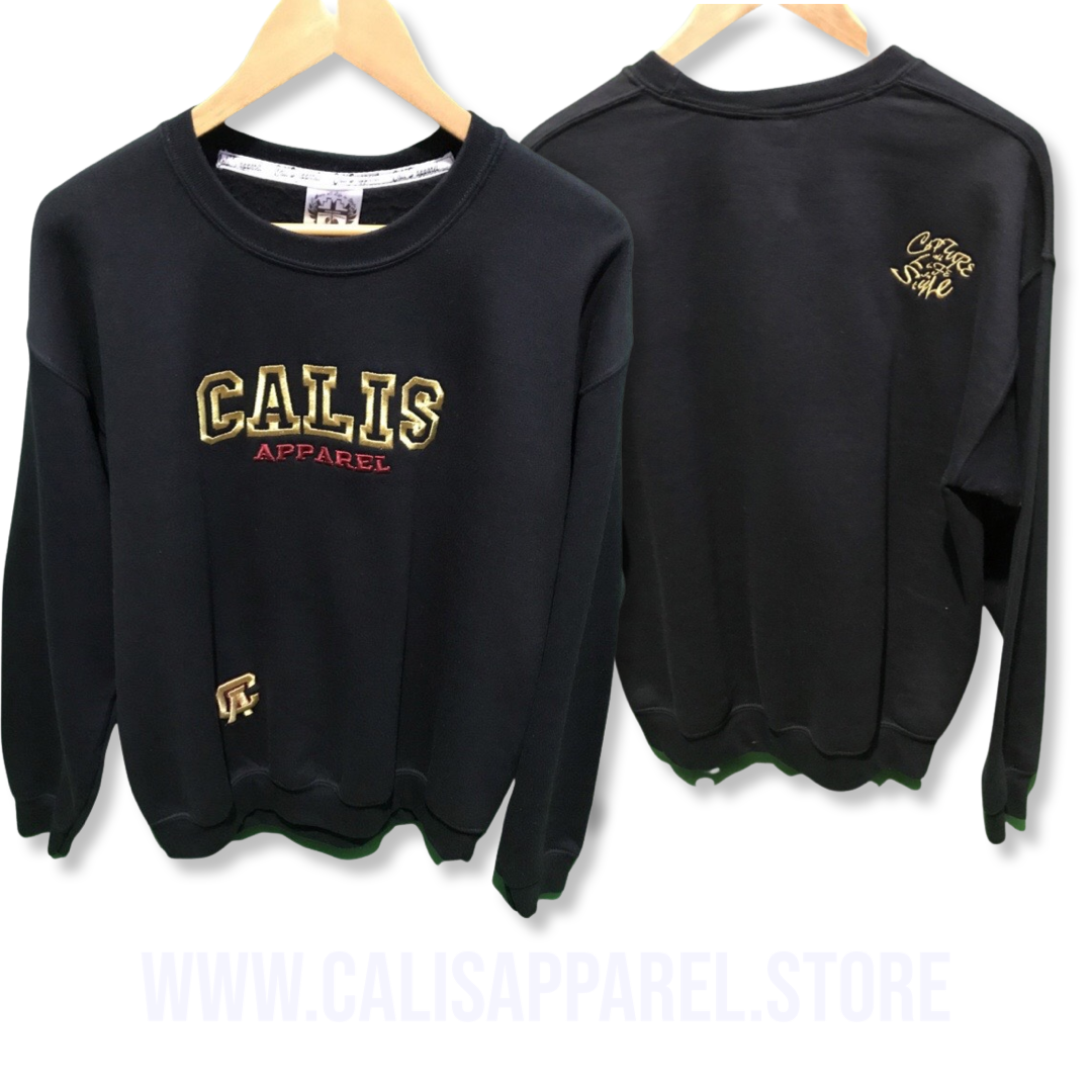 Cali’s apparel Athletic Black Metallic Gold & Burgundy Embroidered Sweatshirt