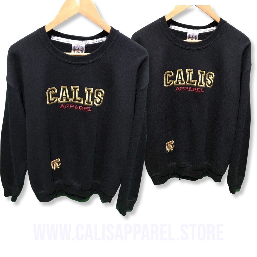 Cali’s apparel Athletic Black Metallic Gold & Burgundy Embroidered Sweatshirt Cali’s apparel Athletic Black Metallic Gold & Burgundy Embroidered Sweatshirt