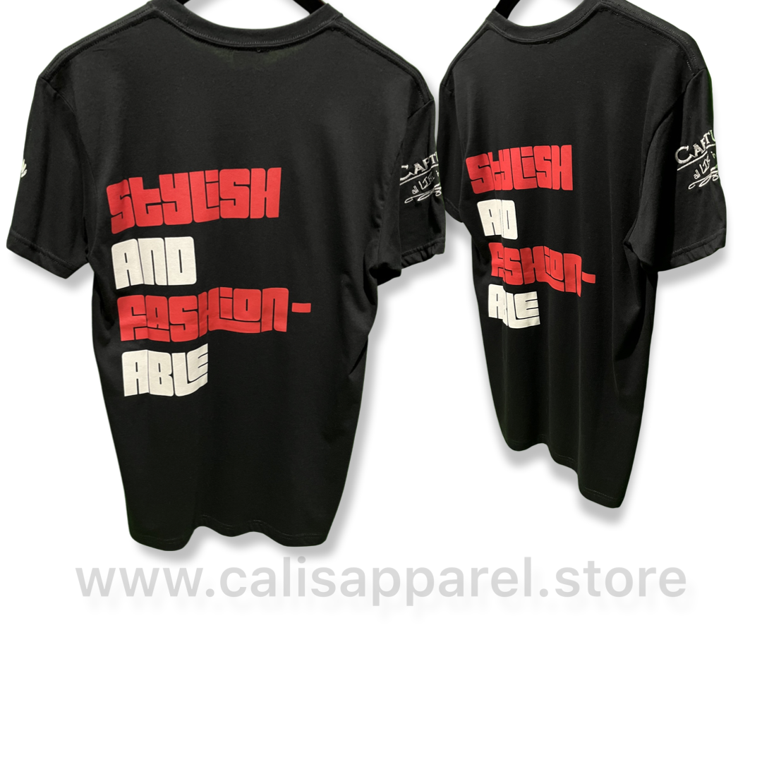 Cali’s apparel Unisex Black STYLiSH &amp; FASHiONABLE Light Crewneck Tee