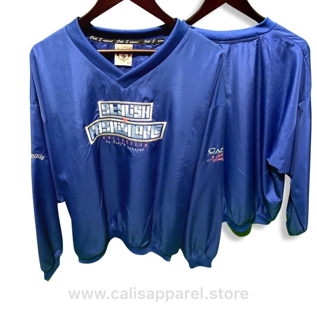 Cali's apparel Royal S&F Unisex V Neck Pullover Windbreaker Jacket