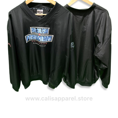 Cali's apparel Black S&F Unisex V Neck Pullover Windbreaker Jacket & Black/ White Brim Shield Logo Package