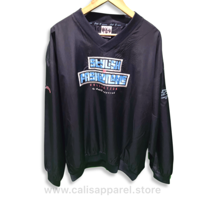 Cali's apparel Black S&F Unisex V Neck Pullover Windbreaker Jacket & Black/ White Brim Shield Logo Package