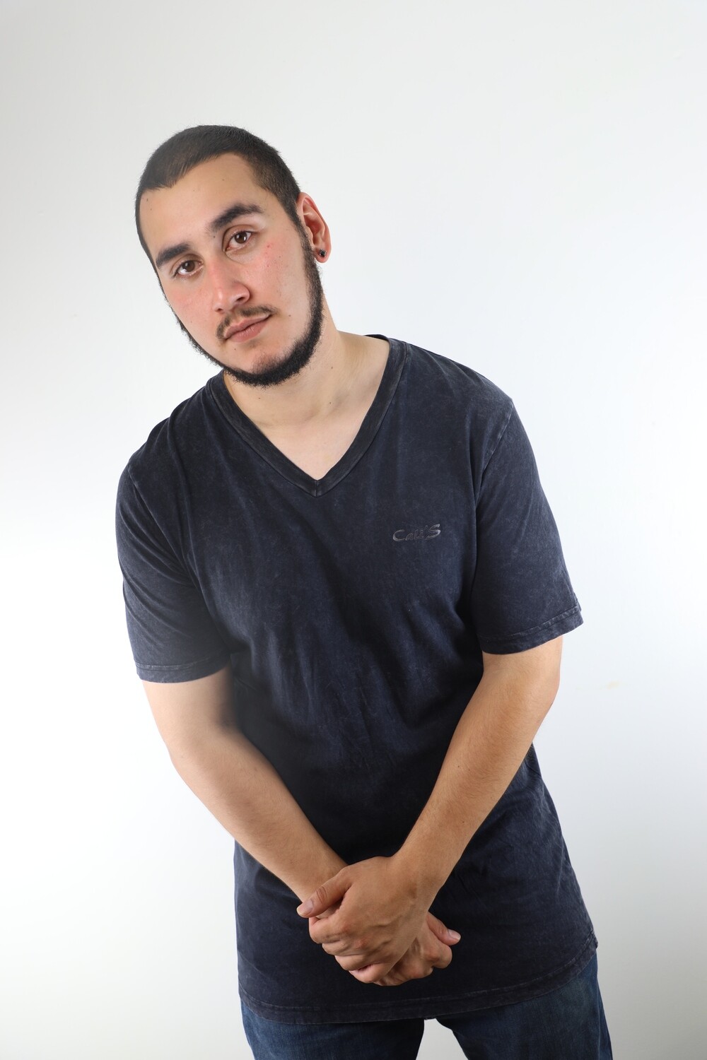 Cali's apparel Unisex Black Vneck Mineral Wash Tee Cali's apparel Unisex Black Vneck Mineral Wash Tee