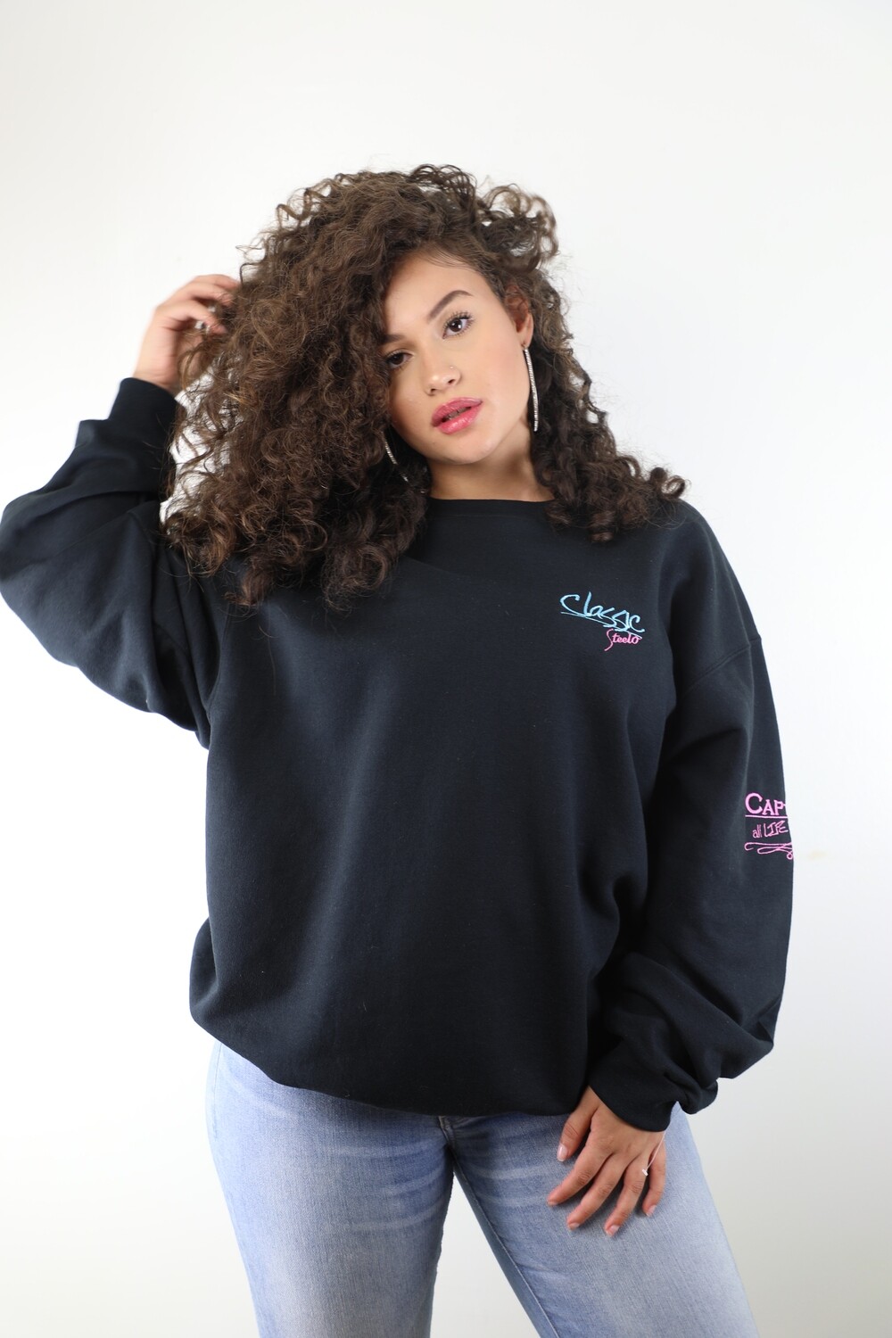 Cali’s apparel Unisex Black Classic Steelo Miami Drop Sweatshirt Cali’s apparel Unisex Black Classic Steelo Miami Drop Sweatshirt