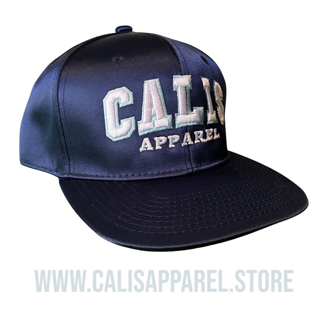 Cali's apparel Puff NAVY Faux Smooth Silk Snap Back Hat Cali's apparel Puff NAVY Faux Smooth Silk Snap Back Hat