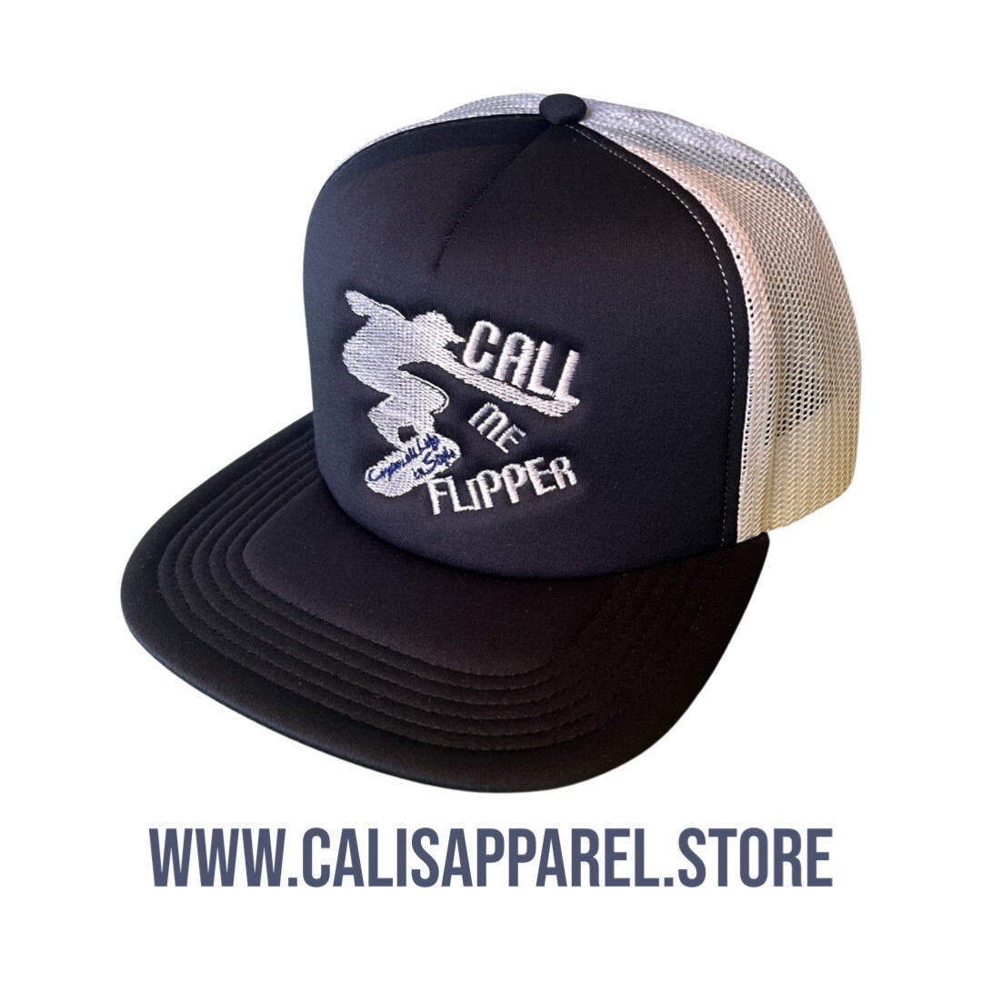CALL ME FLIPPER NAVY/WHITE TRUCKER MESH CAP