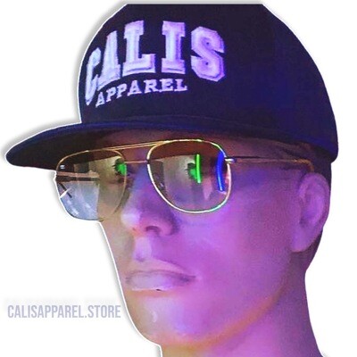 Cali's apparel Puff NAVY Faux Smooth Silk Snap Back Hat