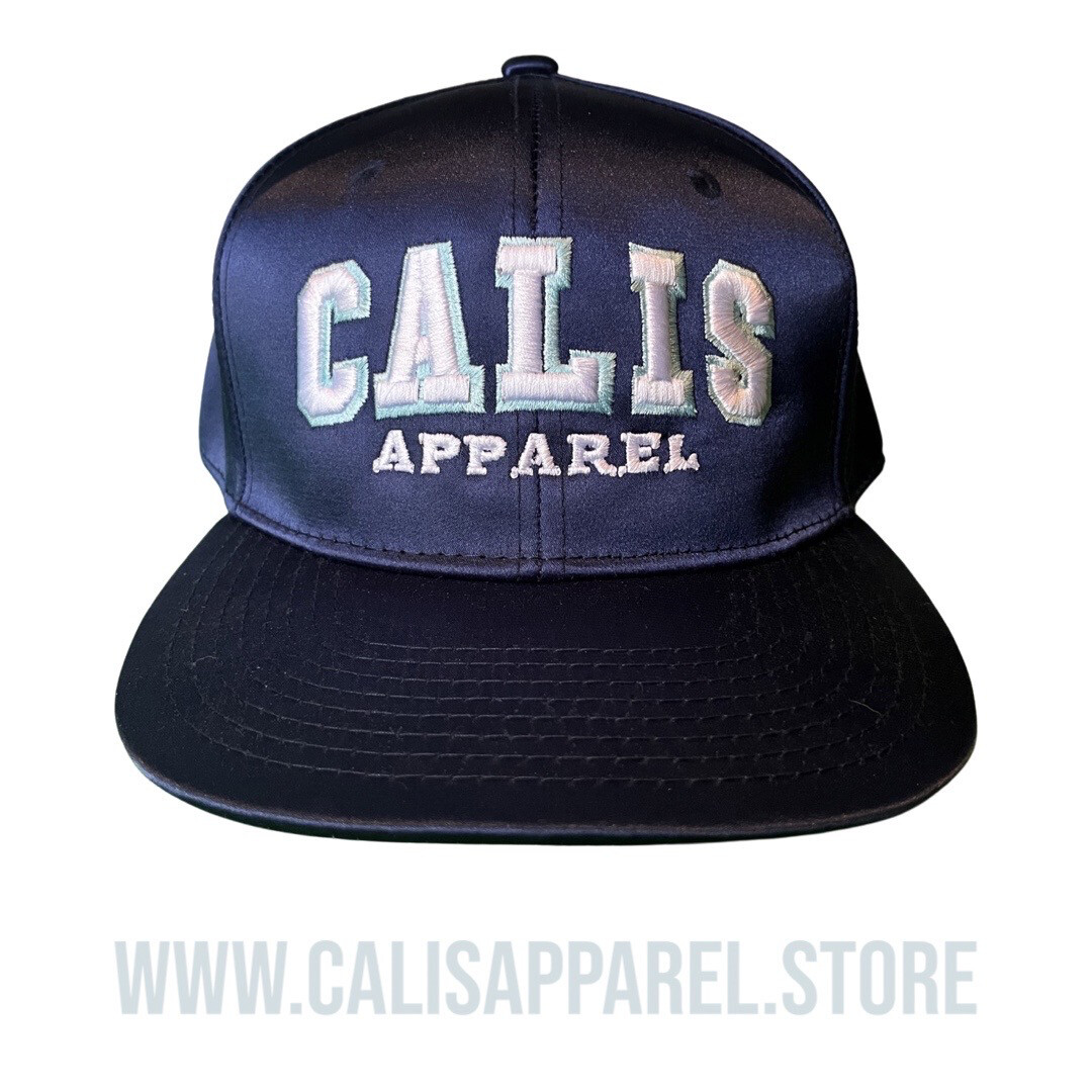 Cali's apparel Puff NAVY Faux Smooth Silk Snap Back Hat Cali's apparel Puff NAVY Faux Smooth Silk Snap Back Hat