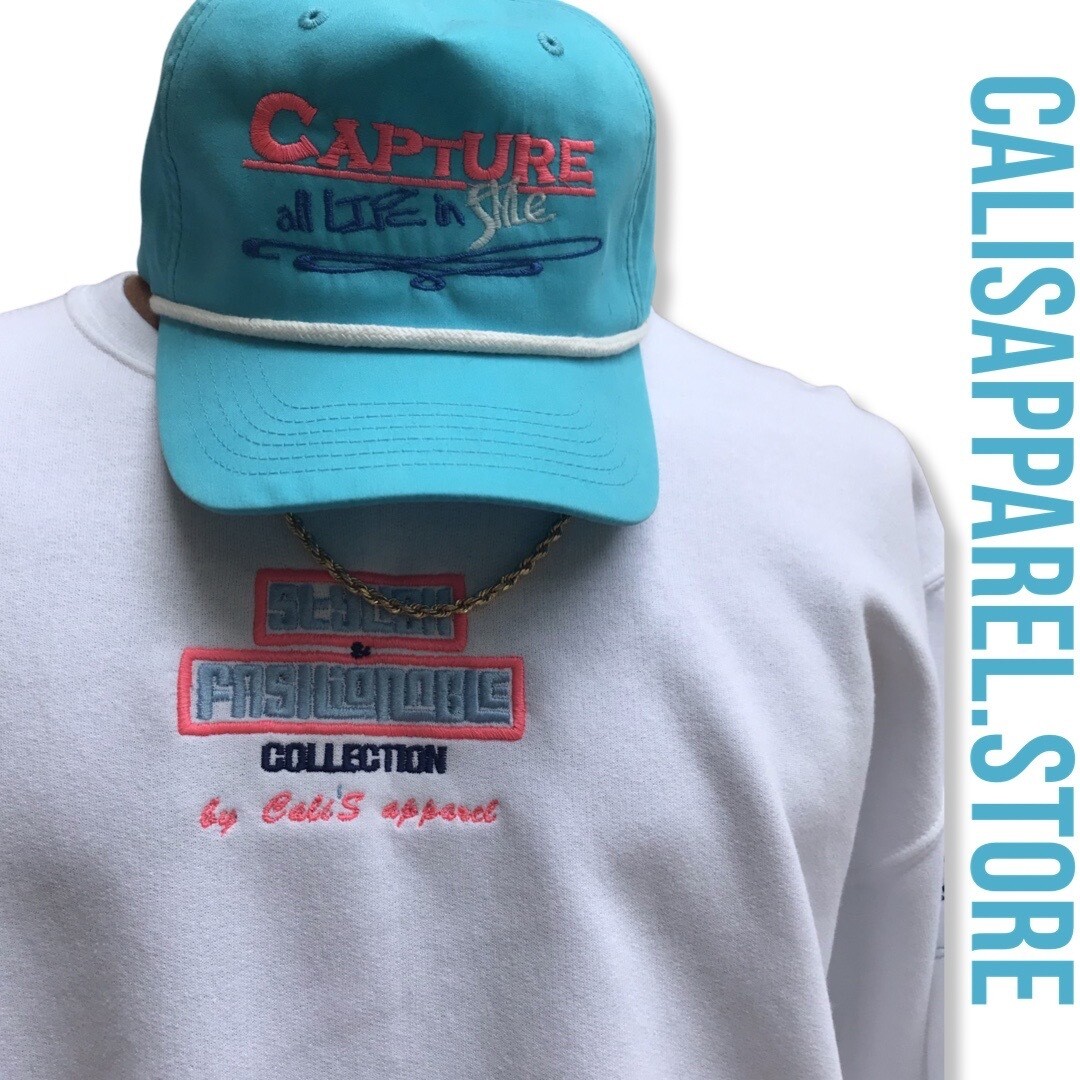 Cali's apparel White S&amp;F Cotton candy Crewneck Sweatshirt