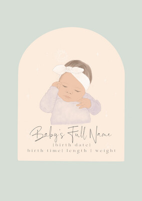 Custom Newborn Illustration With Birth Details