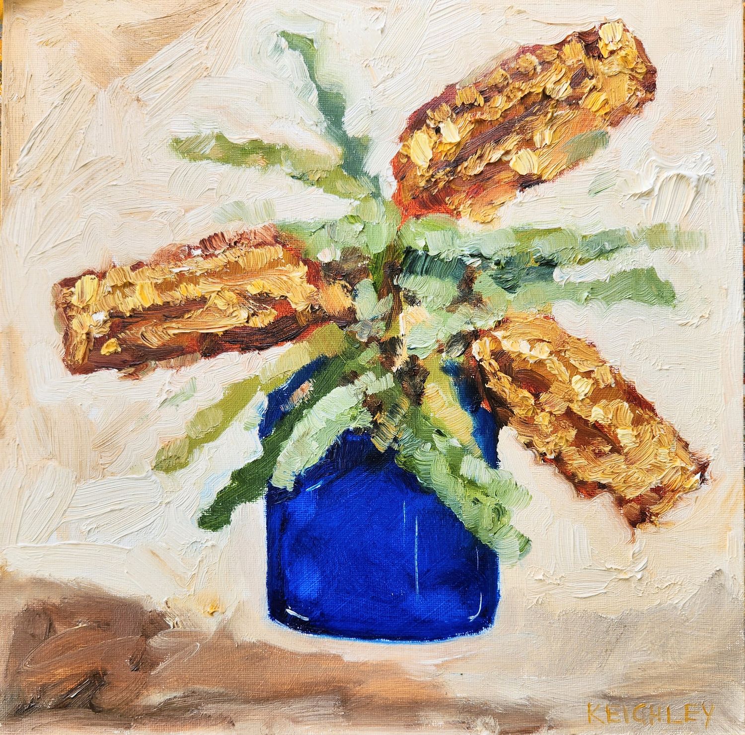 Banksia in Blue Glass