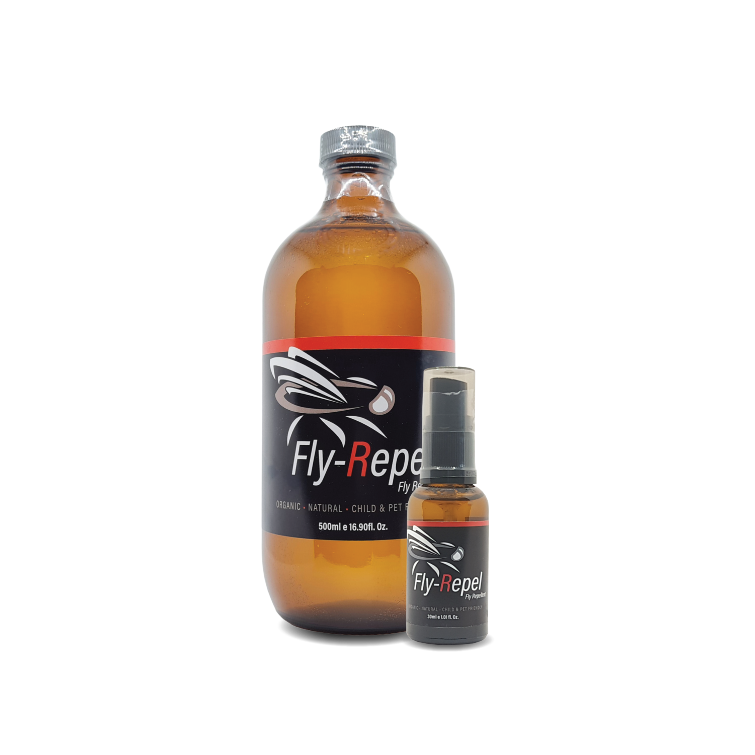 Fly-Repel Fly Repellent - Value Pack (30ml spray + 500ml refill bottle)