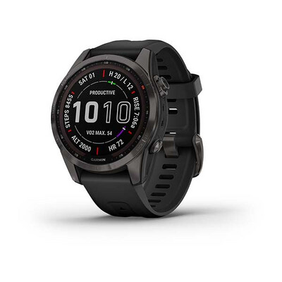 Garmin
Smartwatch
fenix 7s Sapphire Solar Carbon Gray
Schiefergraues DLC-Titan mit schwarzem Armband