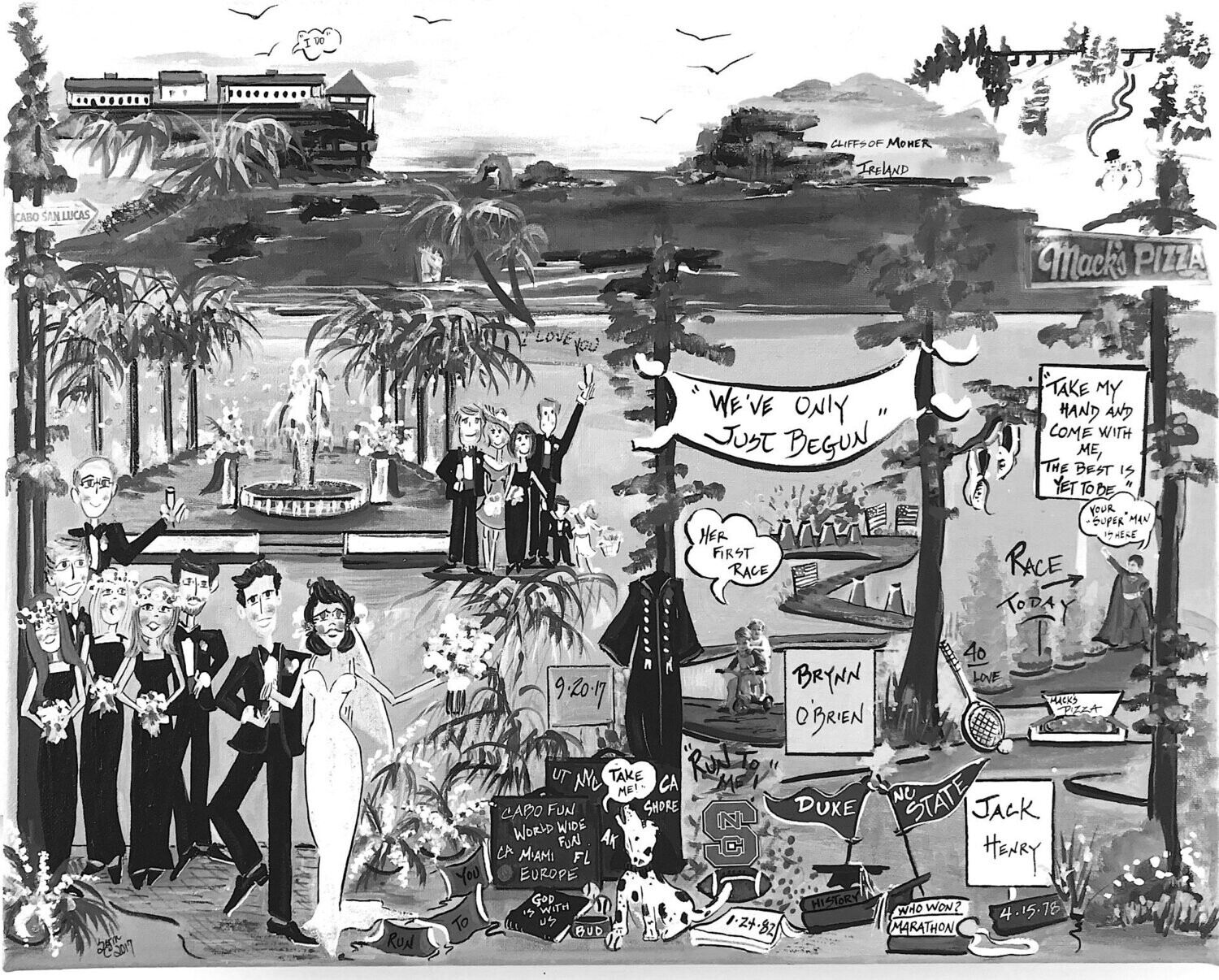 BLACK & WHITE WEDDING,  A STORY IN PEN AND INK