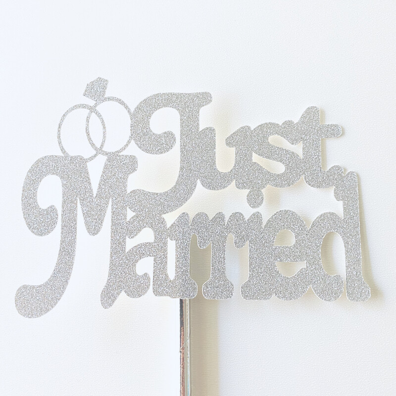 Taarttopper Just Married zilver karton