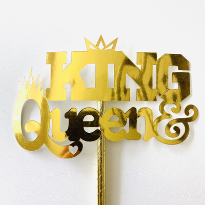Taarttopper King & Queen goud glans