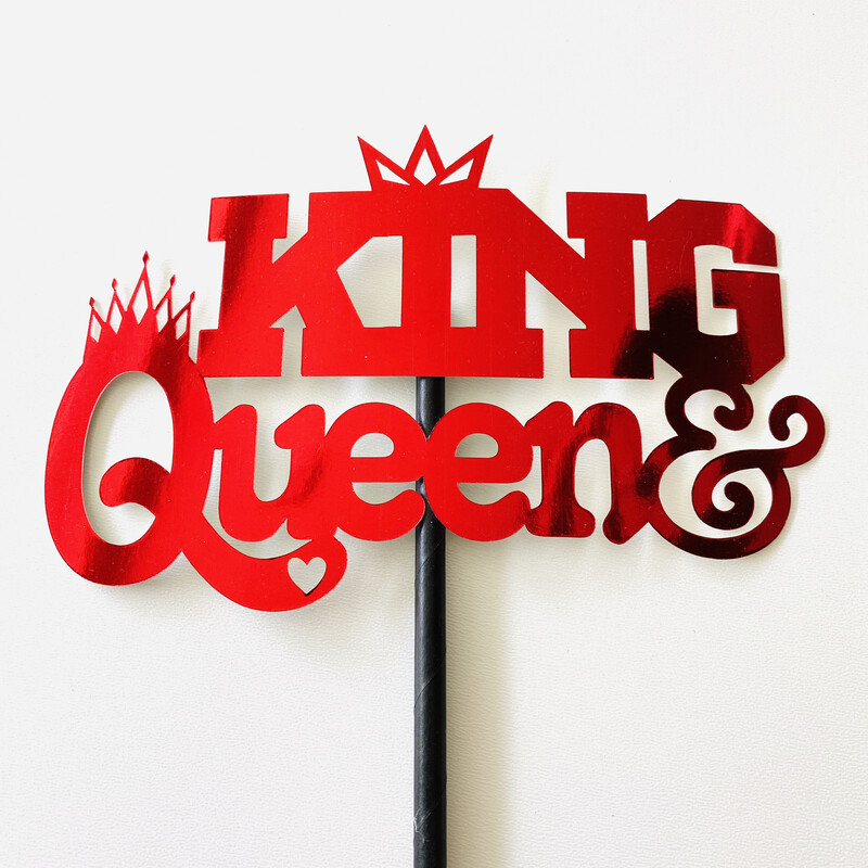 Taarttopper King & Queen rood glans