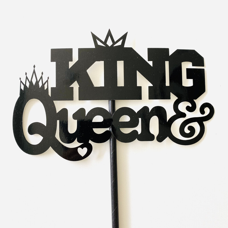 Taarttopper King & Queen zwart glans