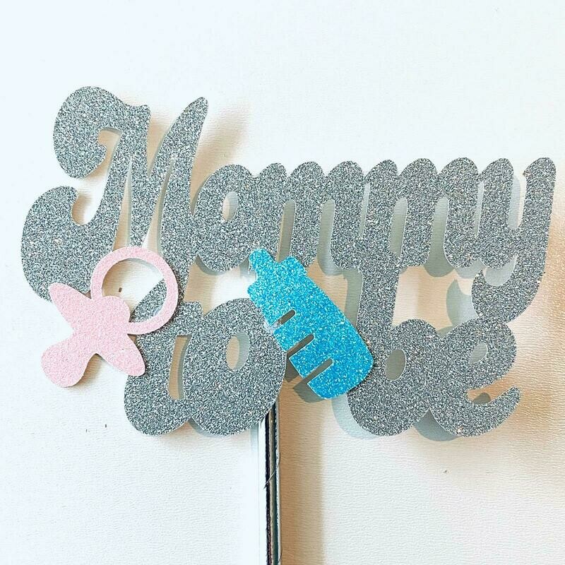 Mommy to be zilver glitter karton