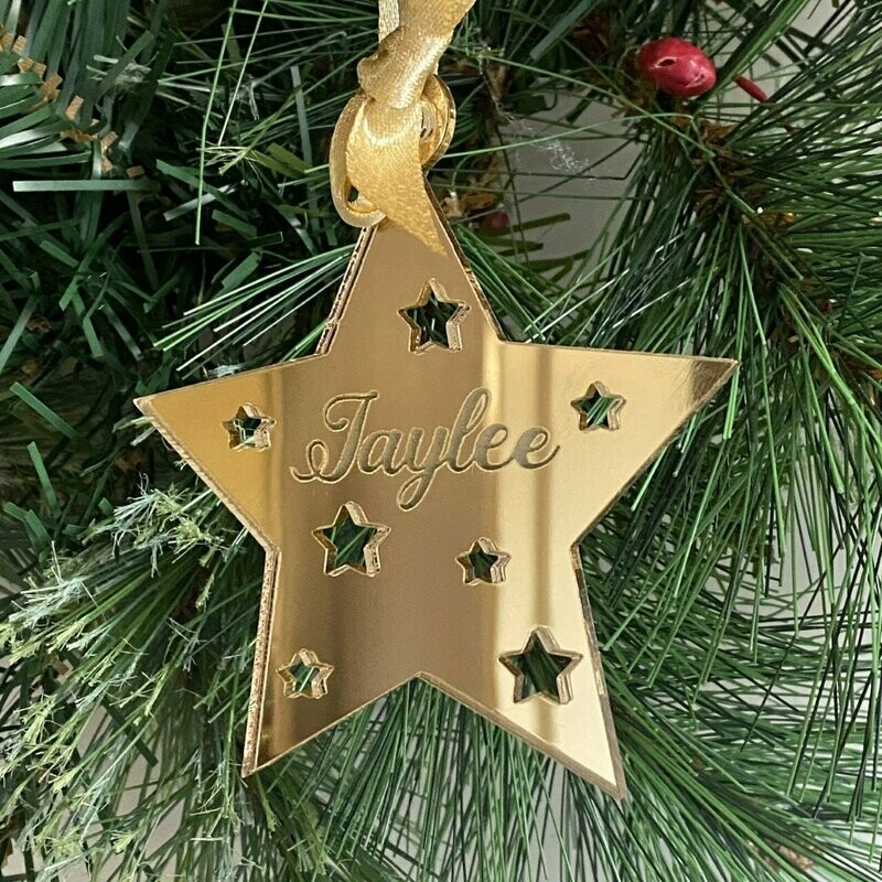 Kerstbal ster met naam