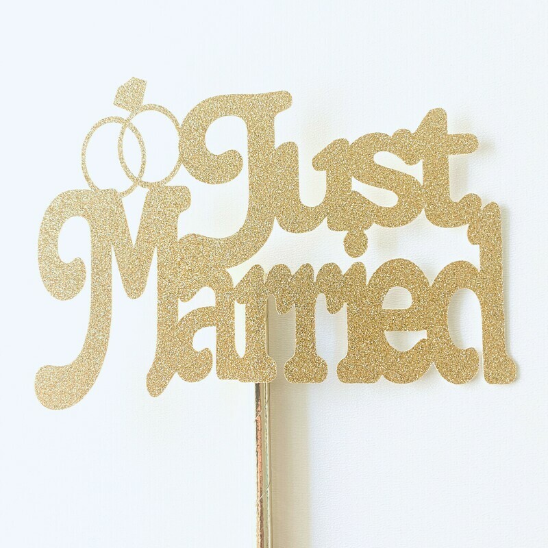 Taarttopper Just Married goud karton