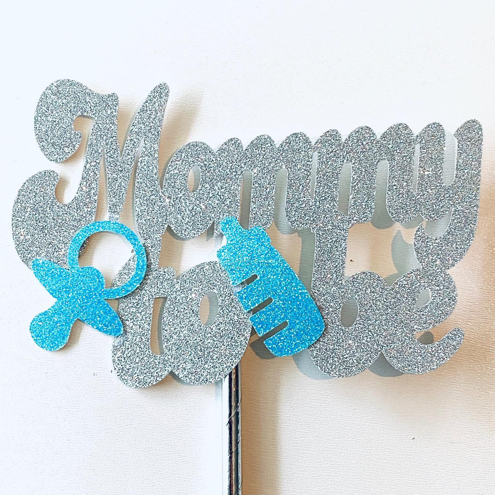 Mommy to be zilver glitter karton