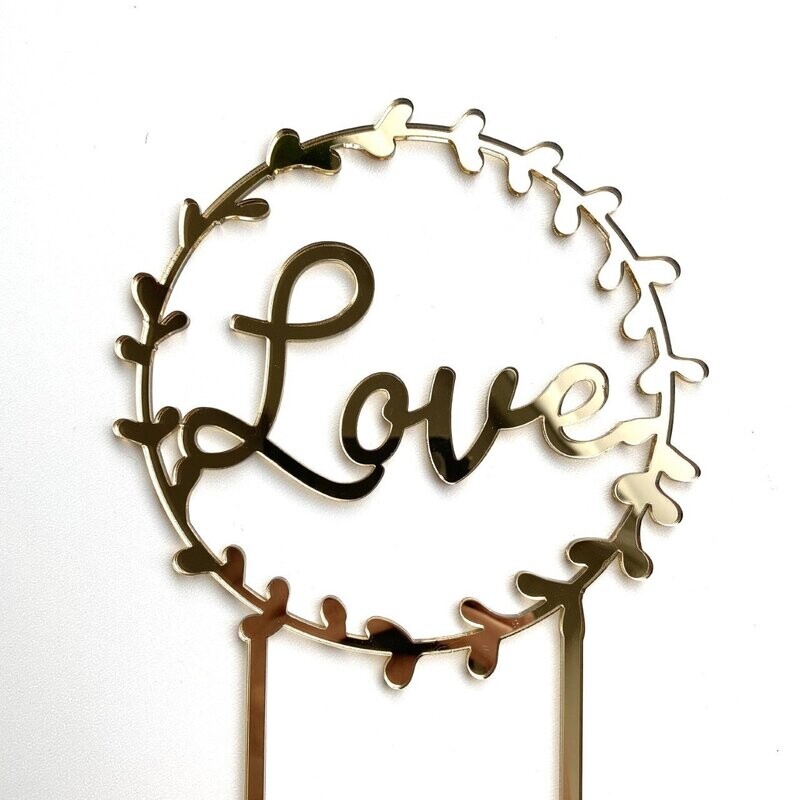 Krans met LOVE taart topper