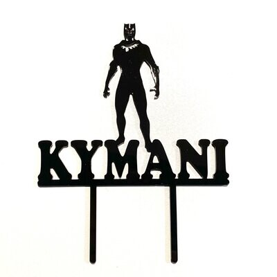 superhelden taart topper met naam in blokletters