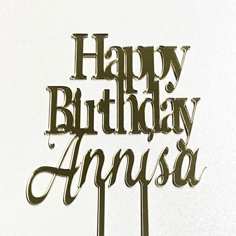 Happy Birthday met naam taarttopper (nr 2)