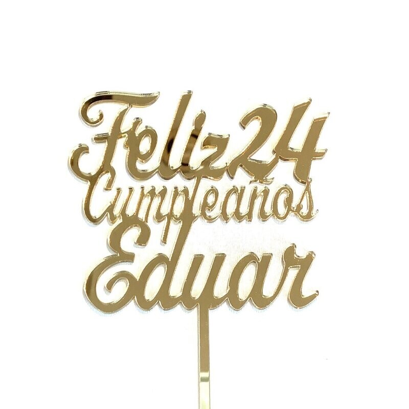 Feliz cumpleanos taart topper Spaans met naam en leeftijd