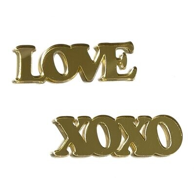 Valentijn mini taarttopper Love en Xoxo blok (2x 4cm breed)