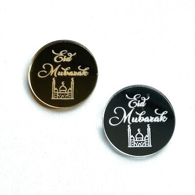 Label met Eid Mubarak en moskee (4 cm)