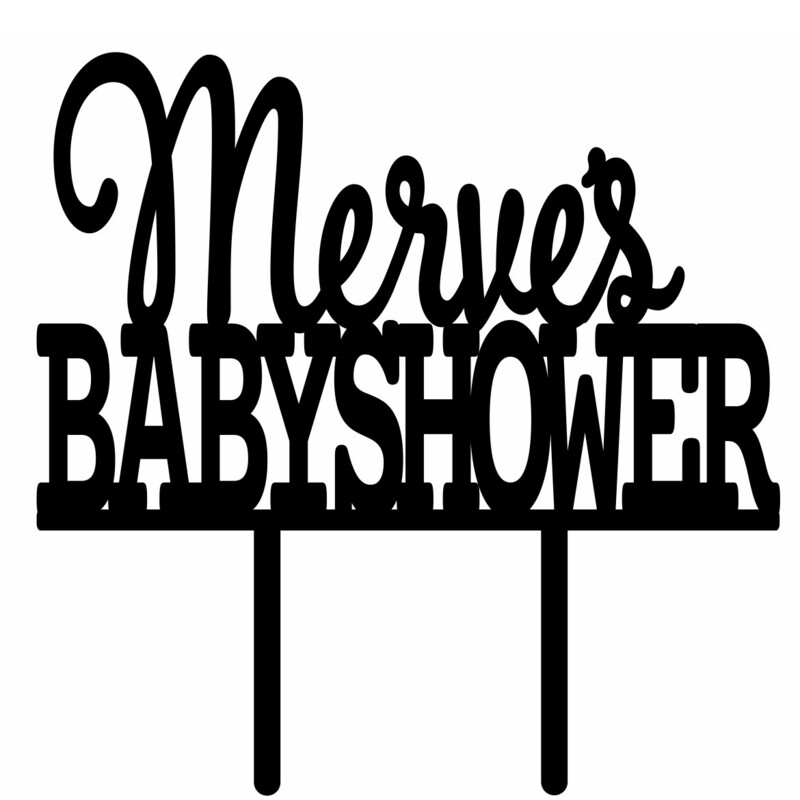 Babyshower met naam taart topper