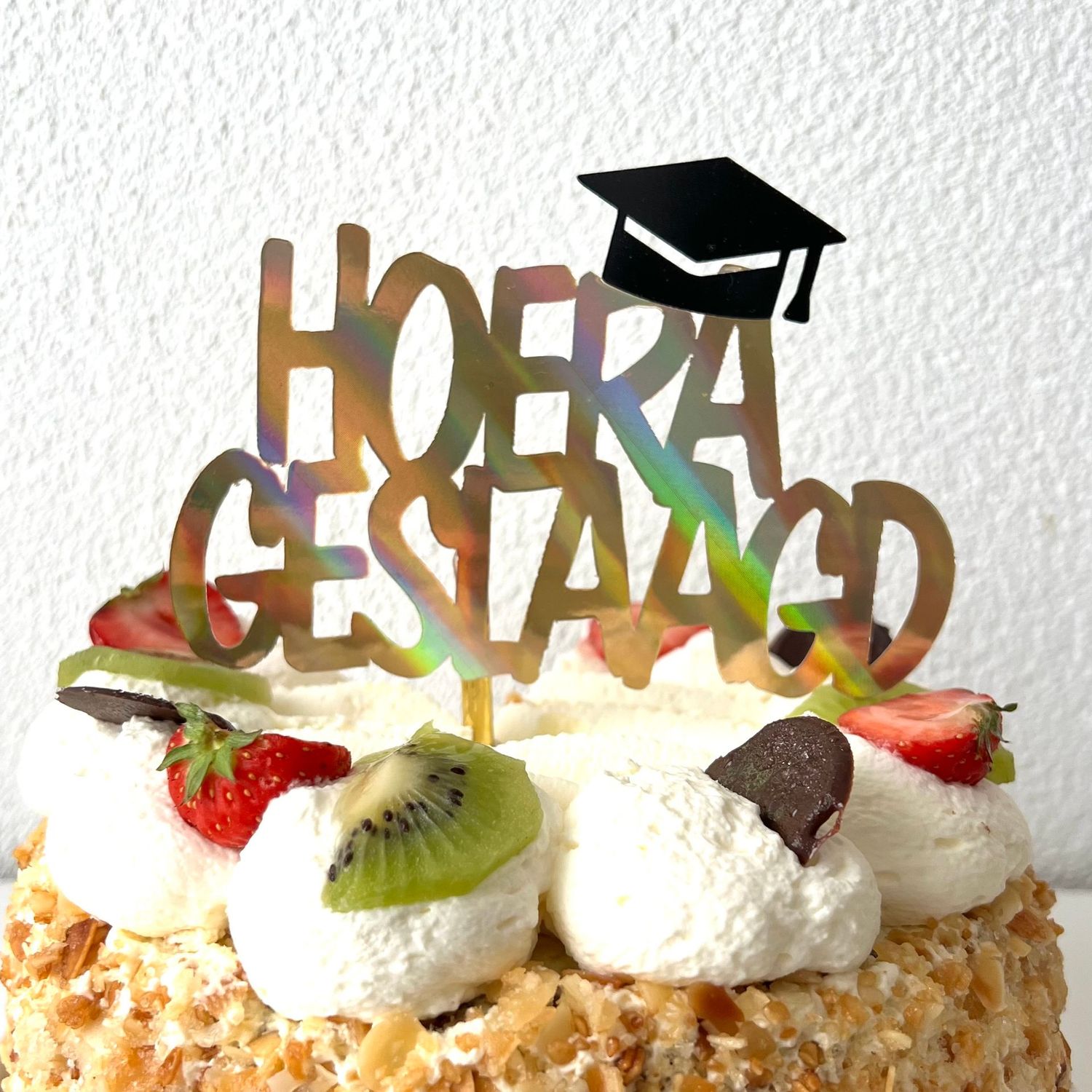 Hoera Geslaagd diploma taarttopper karton