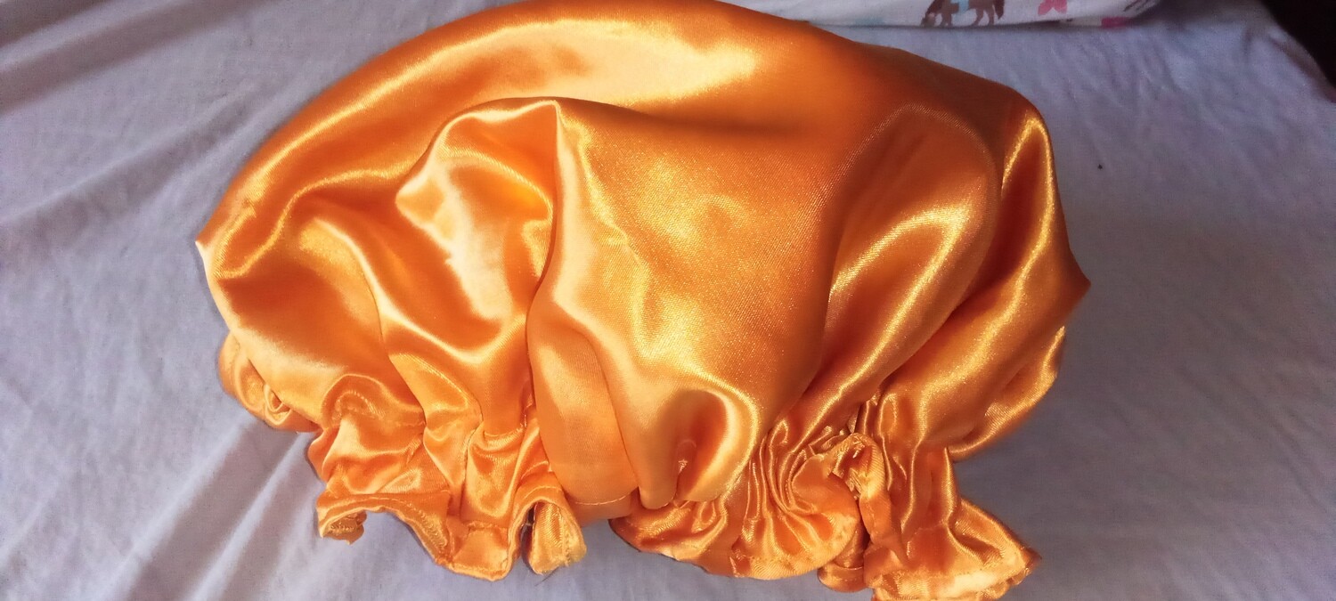 Gold Satin Bonnet Cap