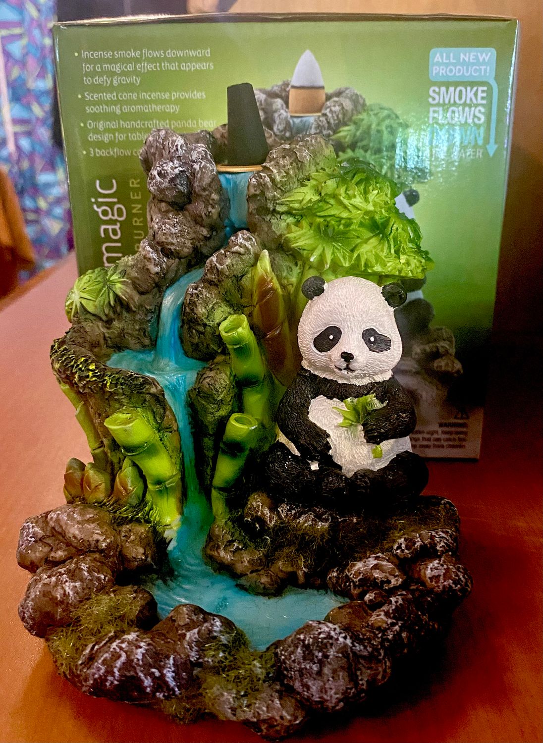 Bamboo Waterfall Panda Backflow Incense Burner