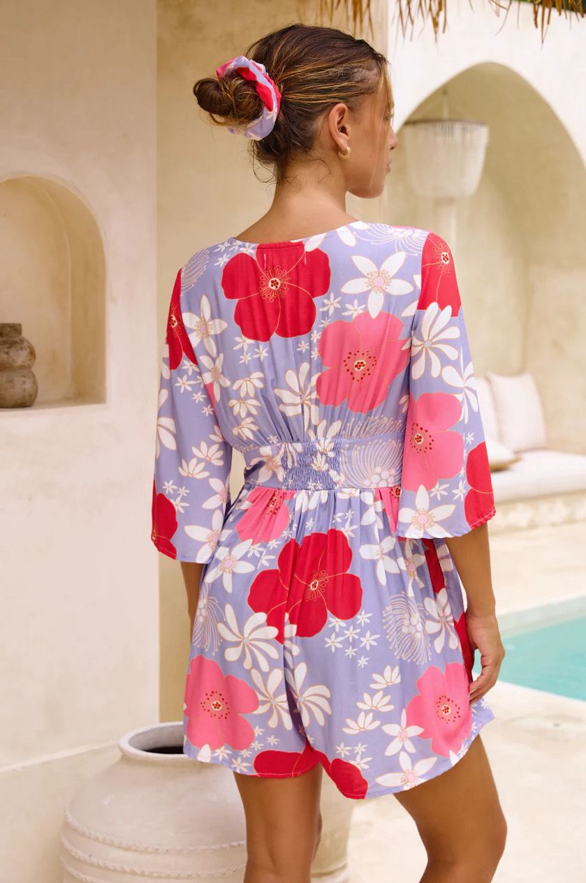 Ameri（アメリ）の「NORA FLOWER EMBROIDERY ROMPERS（つなぎ