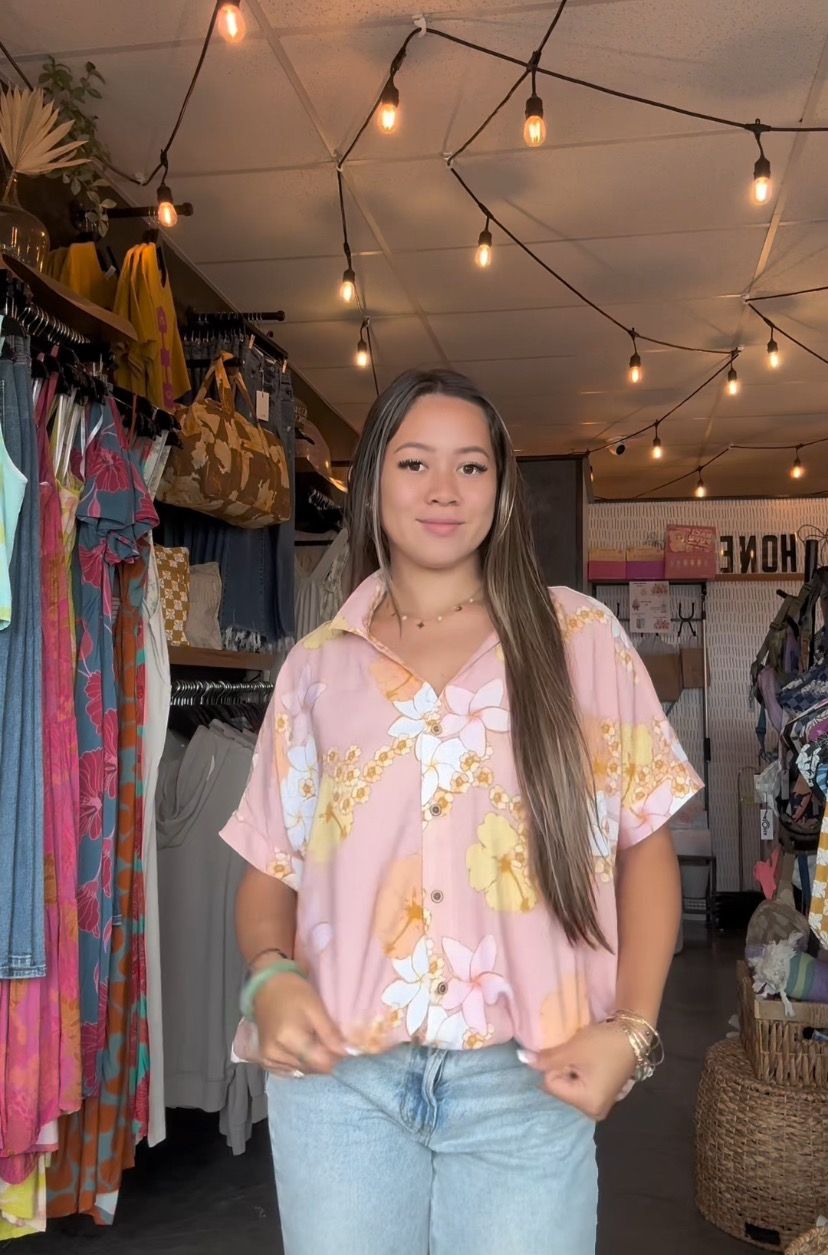 Vintage Plumeria Oversized Tee