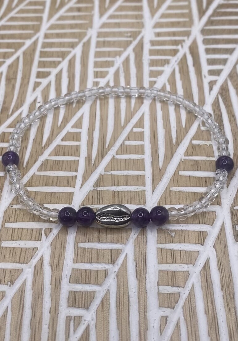 “May your feet take you to where your heart wants to go.” Amethyst Gemstone Anklet