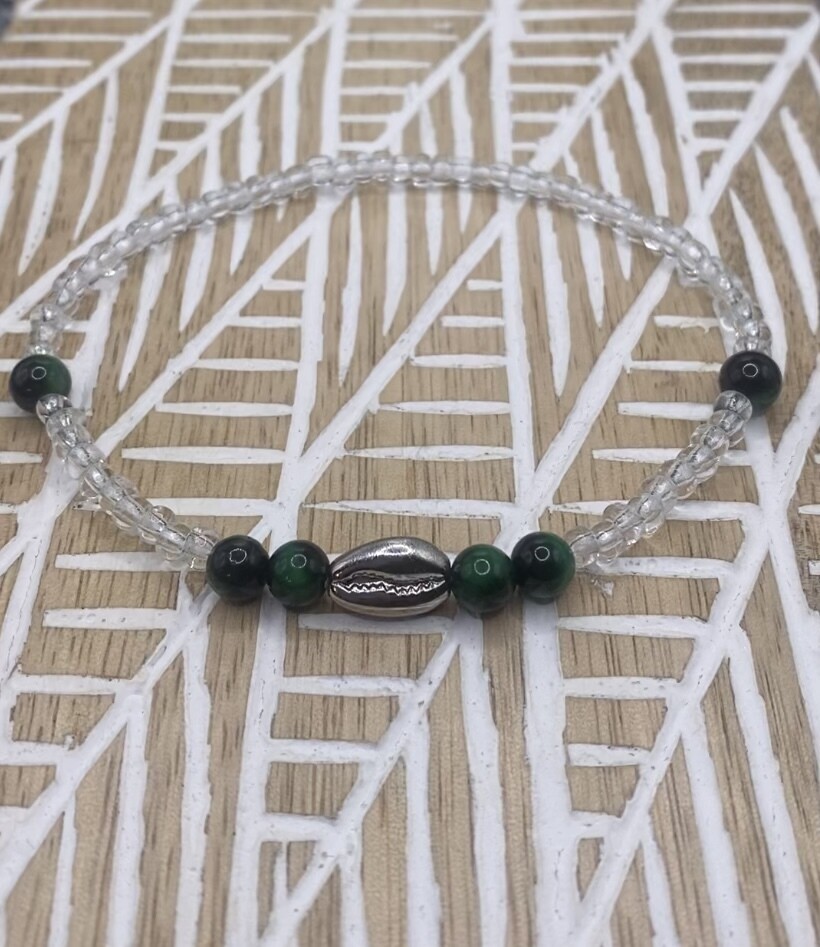 “May your feet take you to where your heart wants to go.” Green Tigers Eye Anklet