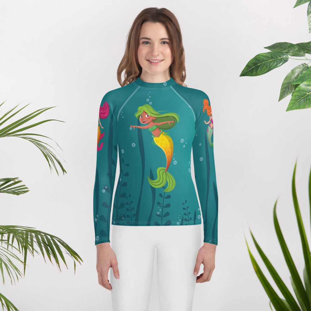 MERMAID Youth Rash Guard, Size: 8