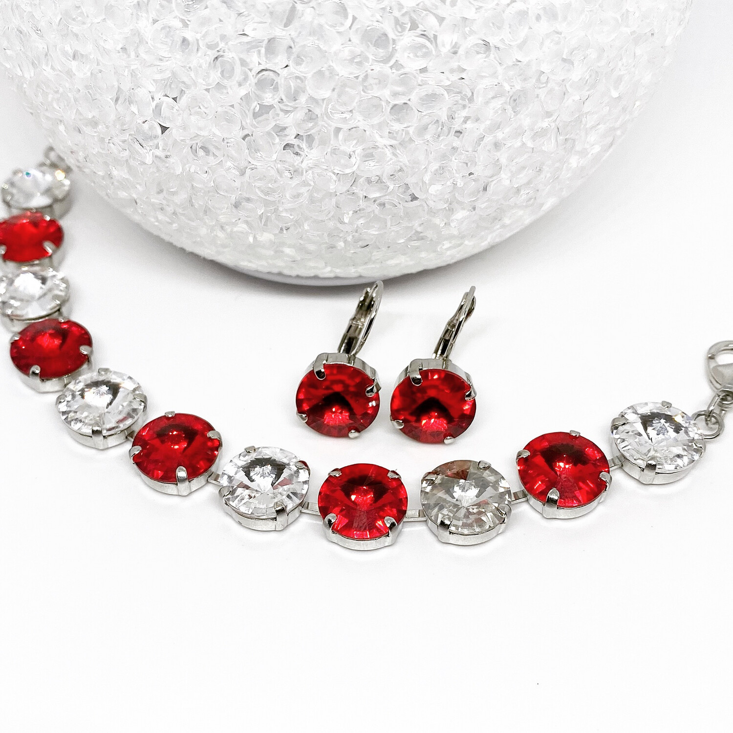 Crystal Bracelet, Red and Clear