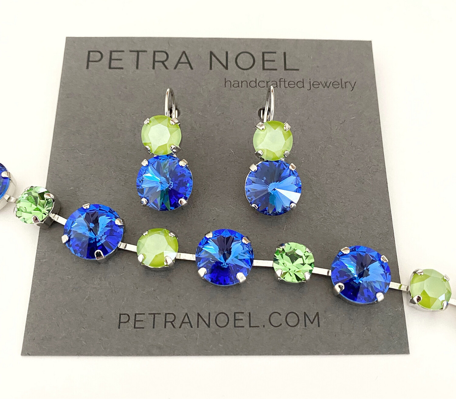 Sapphire and Chartreuse Earrings,limited edition 