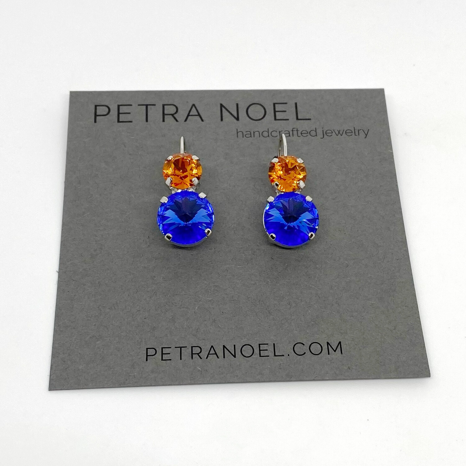Orange and Blue Crystal Earrings Earrings, Florida Gator Inspired Earrings 