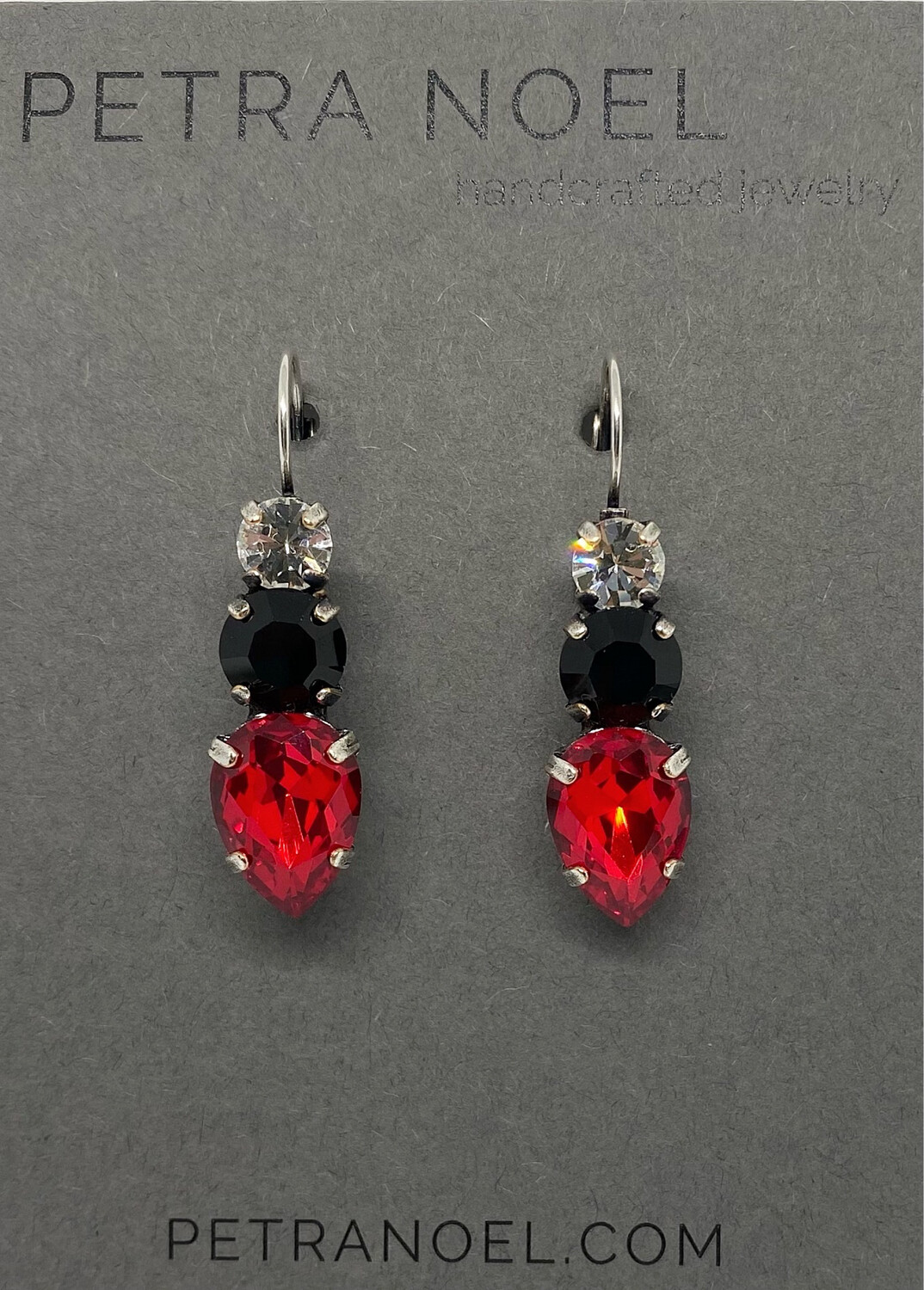 Red and Black Crystal Drop Earrings