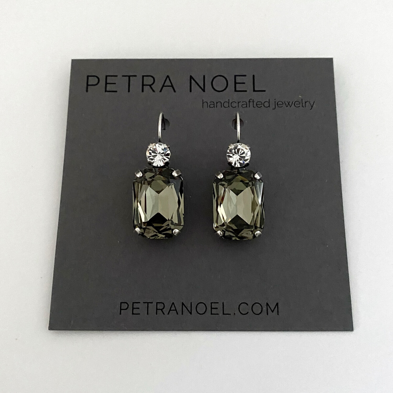 Octagon Earrings, Black Diamond