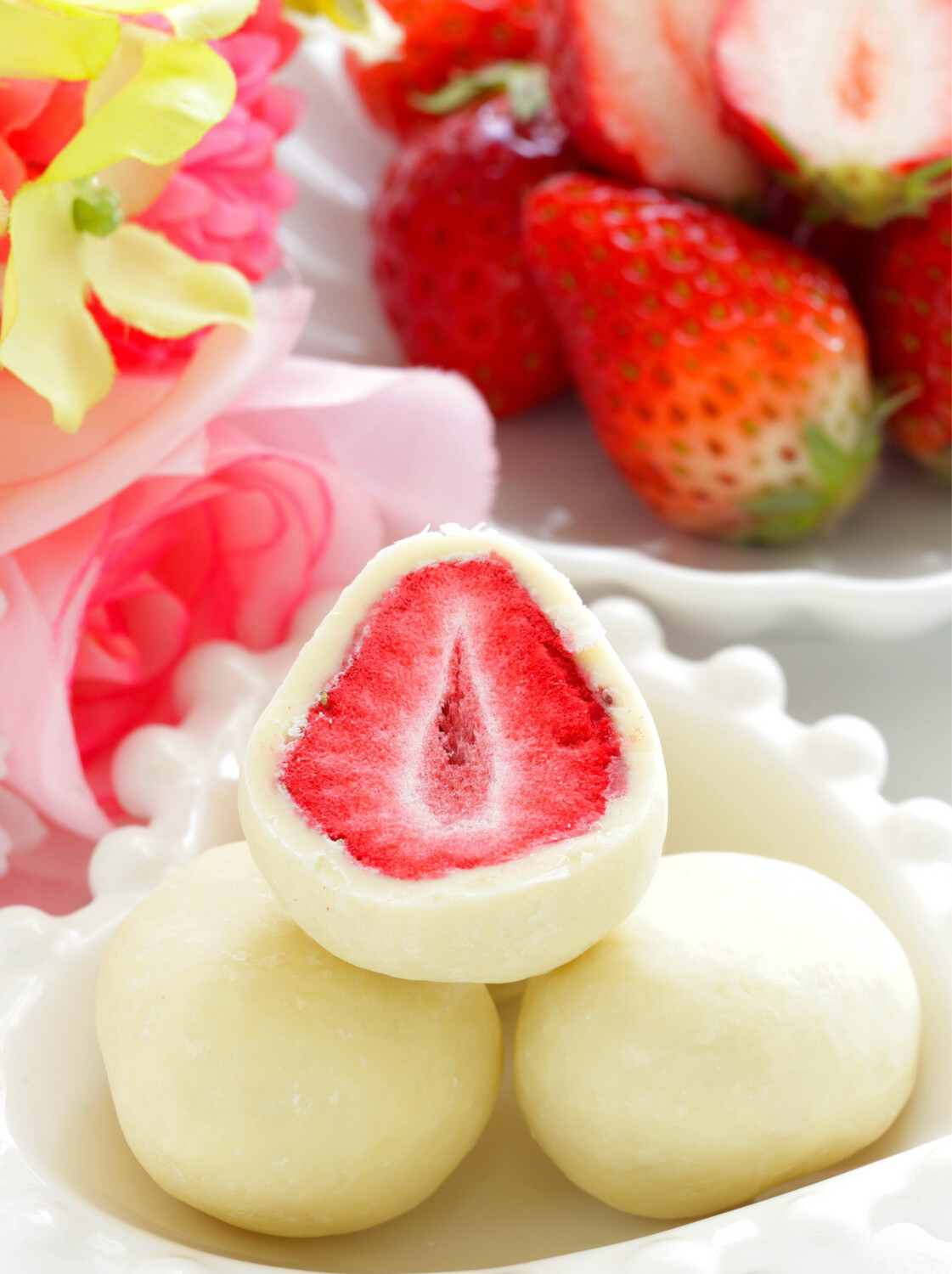 Atom ErdbeereGefriergetrocknete Joghurt-Schokoladenerdbeeren